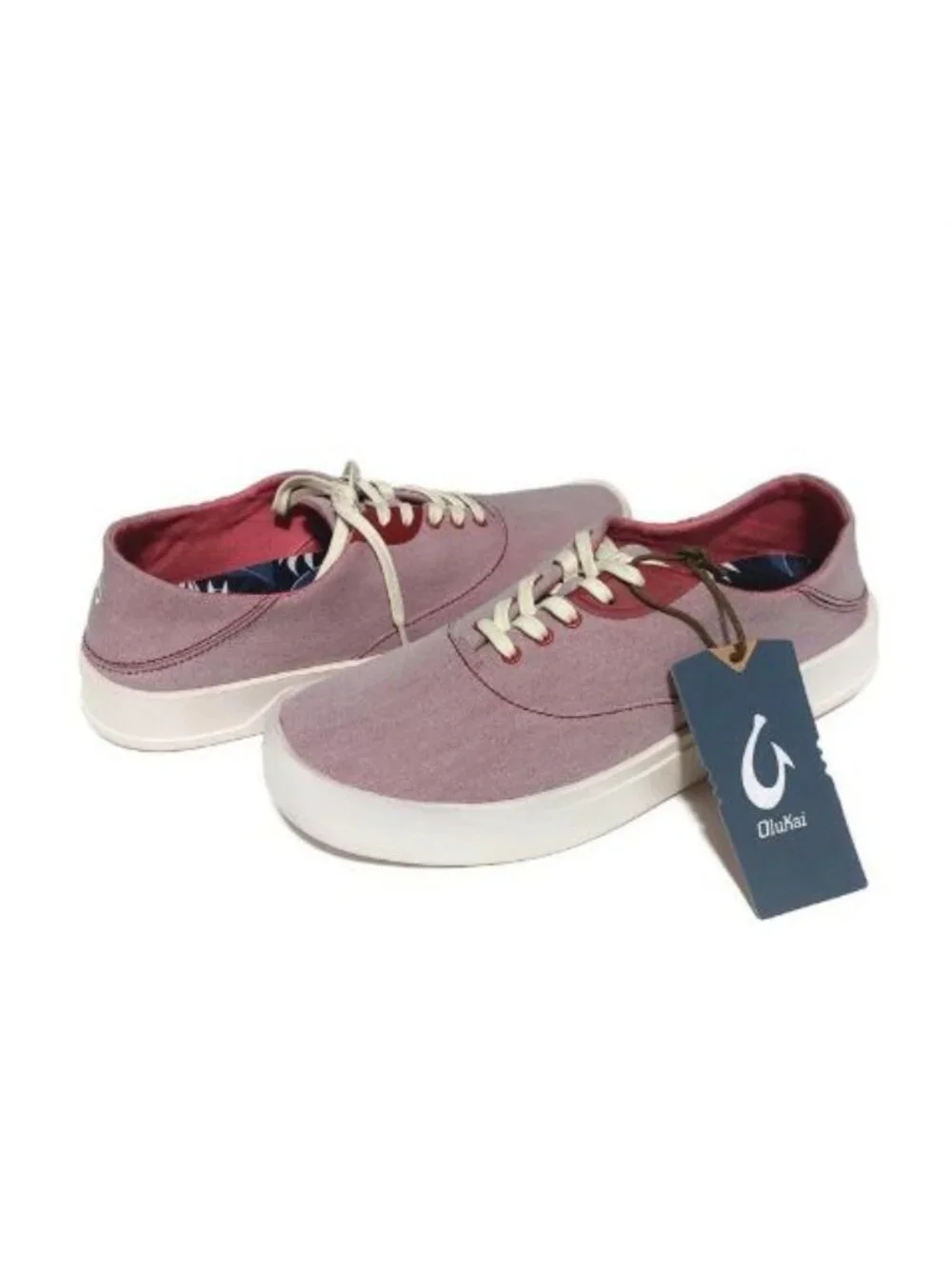 Olukai Tradewind Mens 8.5 Canvas Lace Up Boat Beach Sneakers Drop-In Heel Lava
